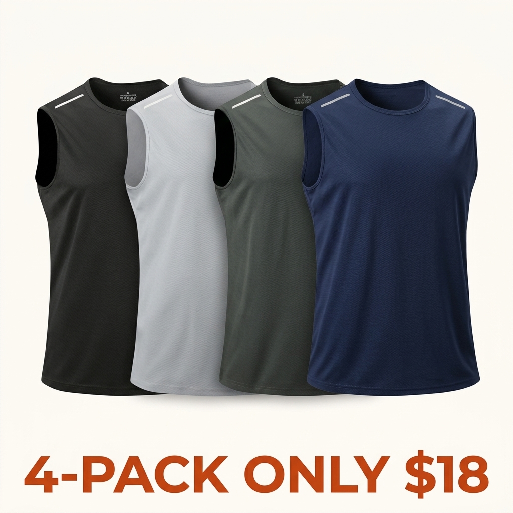 Quick-dry sleeveless sports tank top (with reflective shoulder strips)