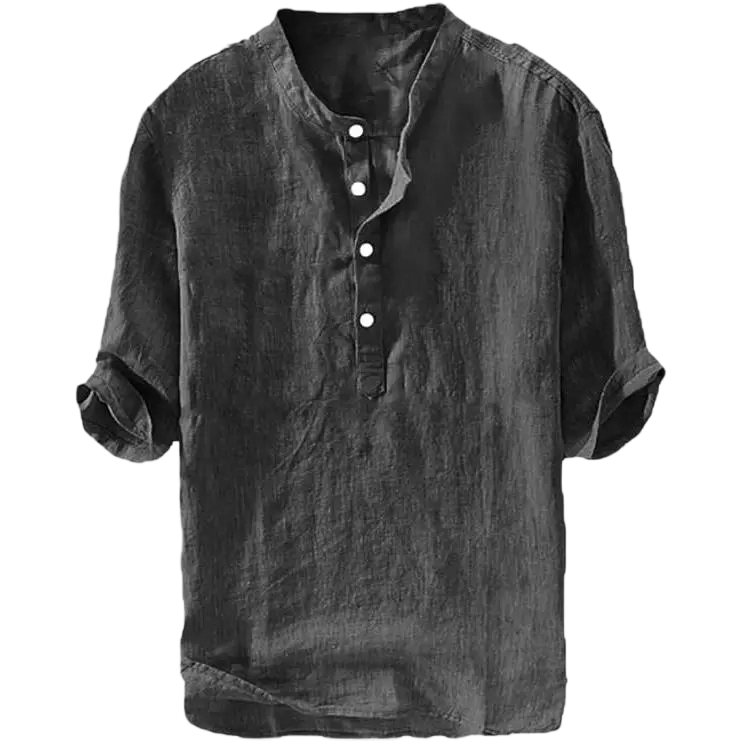 Mens 70% Cotton, 30% Linen Shirts Casual Cotton 3/4 Sleeve