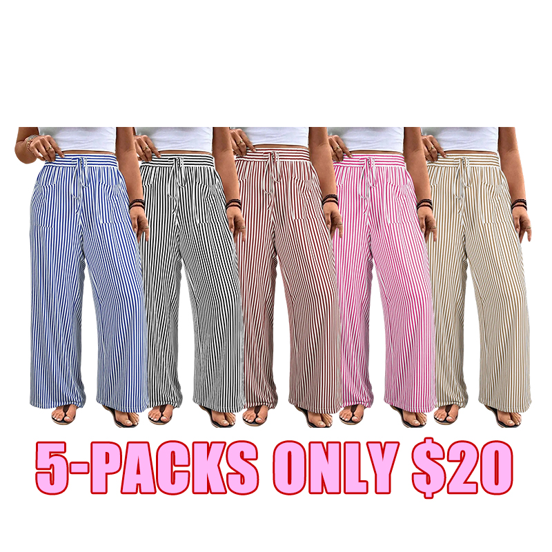 🌿 Women's Striped Drawstring Casual Pants