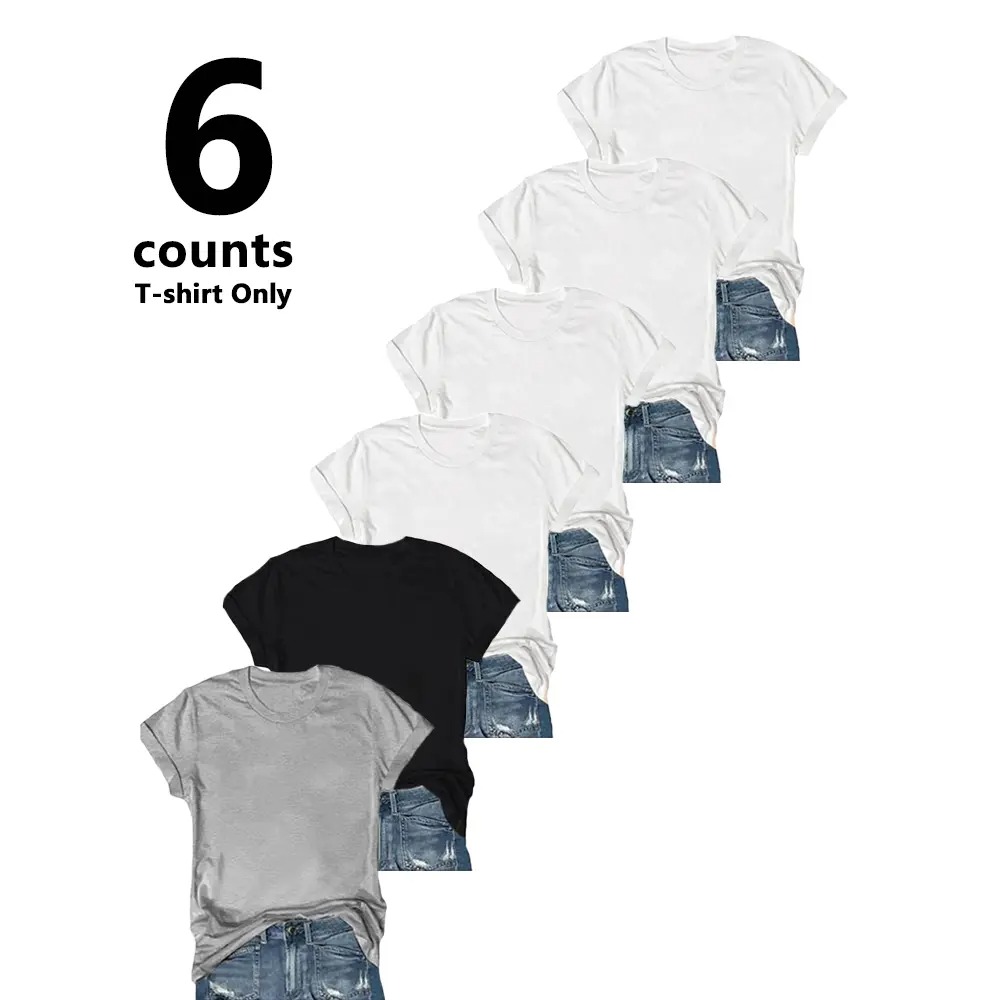 Women's Solid Round Neck T-Shirt Multipack Casual Relaxed Fit Short Sleeve Basic Summer Tops