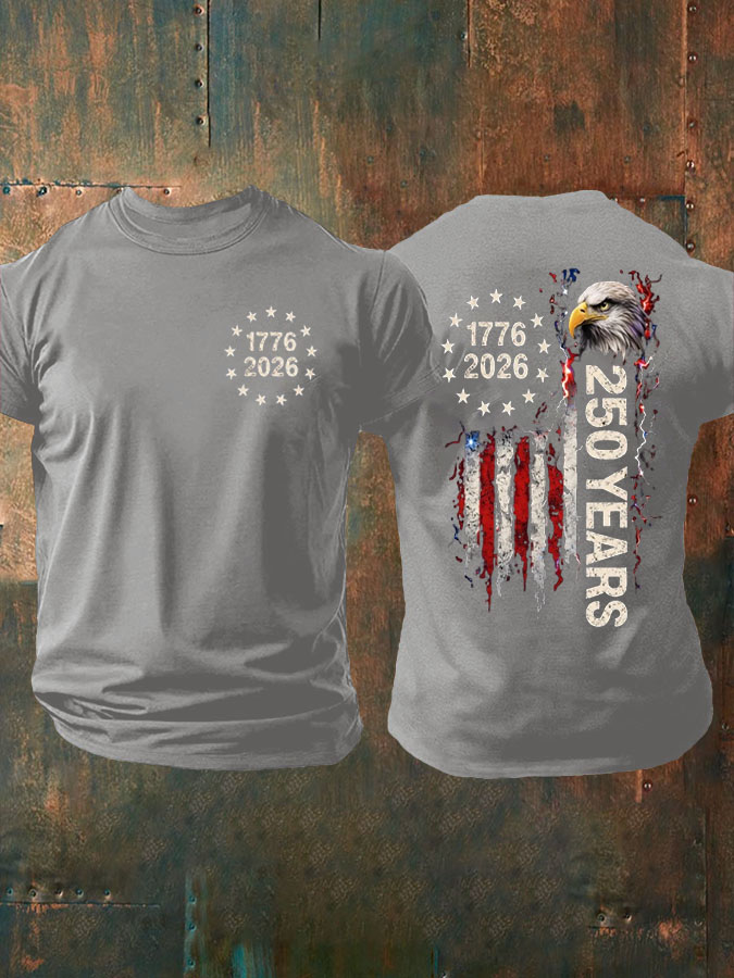Men's 250th Anniversary Flag Printed Casual T-shirt
