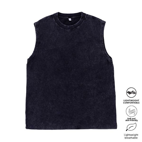 3-Pack Vintage Acid Wash Tank Tops, Heavyweight Cotton Unisex Sleeveless Shirts