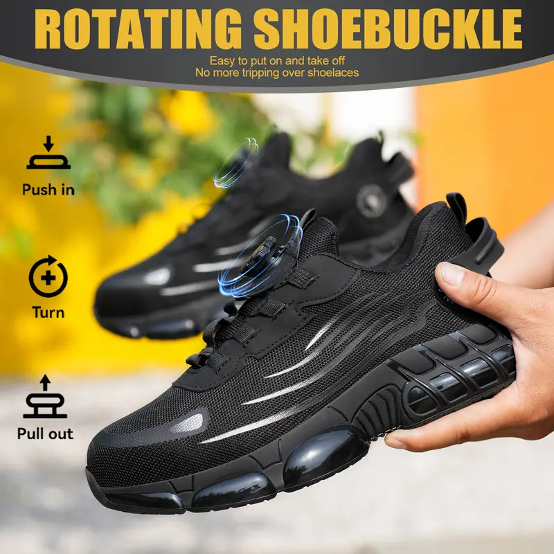 Qingruipai Men's Steel Toe Work Shoes