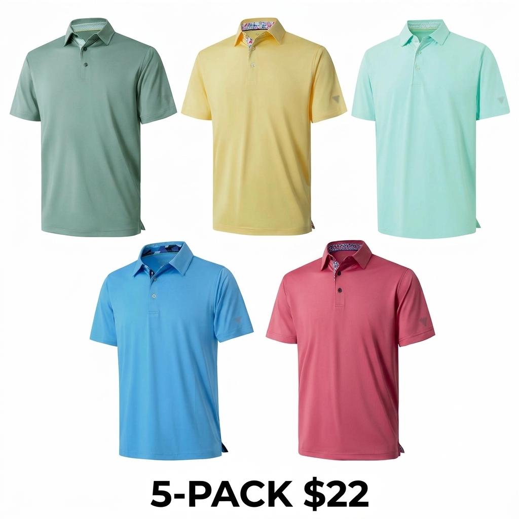 Men's Dry Fit Performance Polo Shirt – Short Sleeve Collared Golf Polo with UPF30+