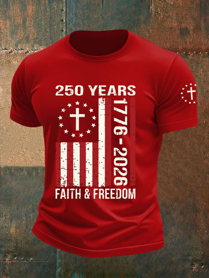 Men'S 250 Years USA 1776 2026 American Flag T-Shirt