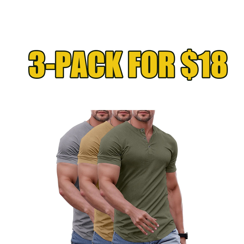 Men’s Slim Fit Henley Longline Muscle T-Shirt