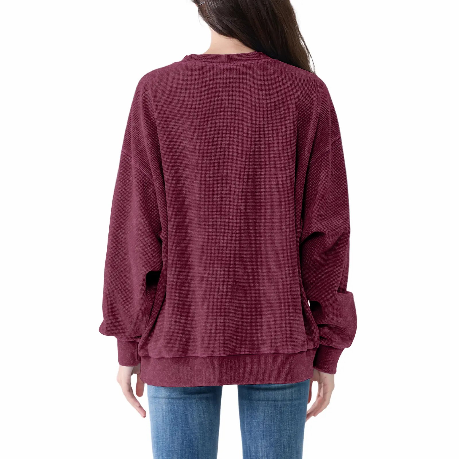 Unisex Acid Wash Oversized Sweatshirt – Loose Fit Cotton Vintage Crew Neck Pullover
