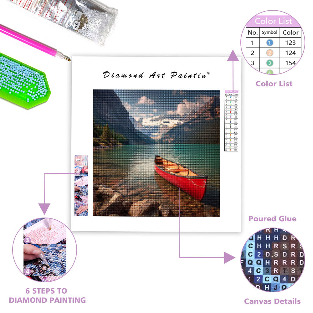 Lake Louise Emerald Canoe - Diamond Painting