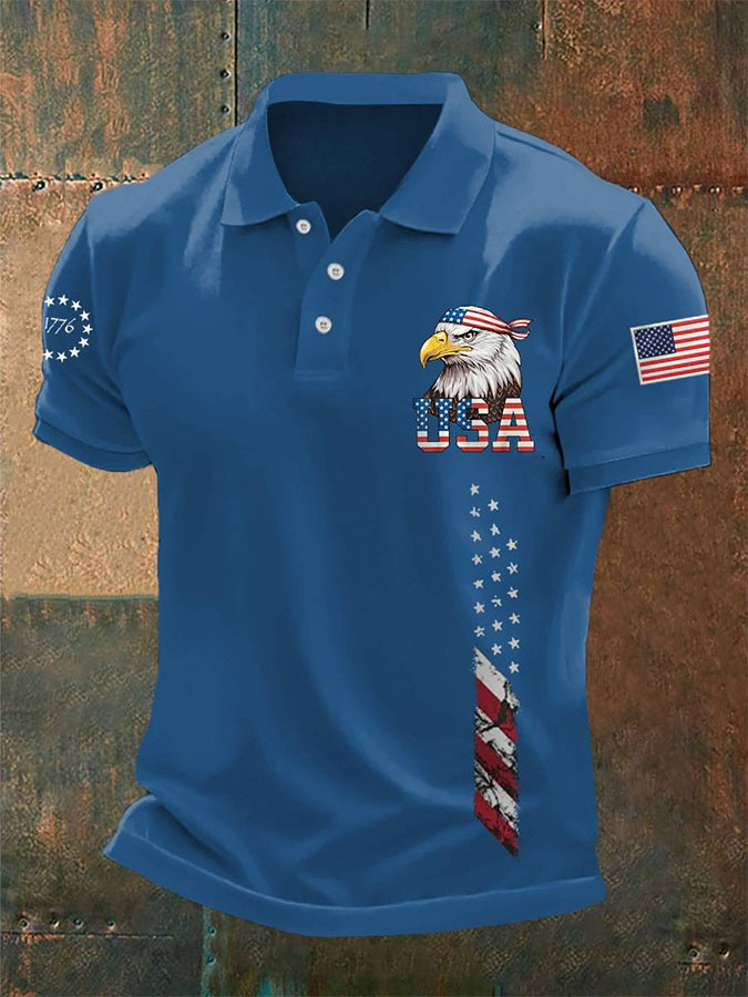 Men'S Retro Patriotic Independence Day 250Th Anniversary Polo Shirt