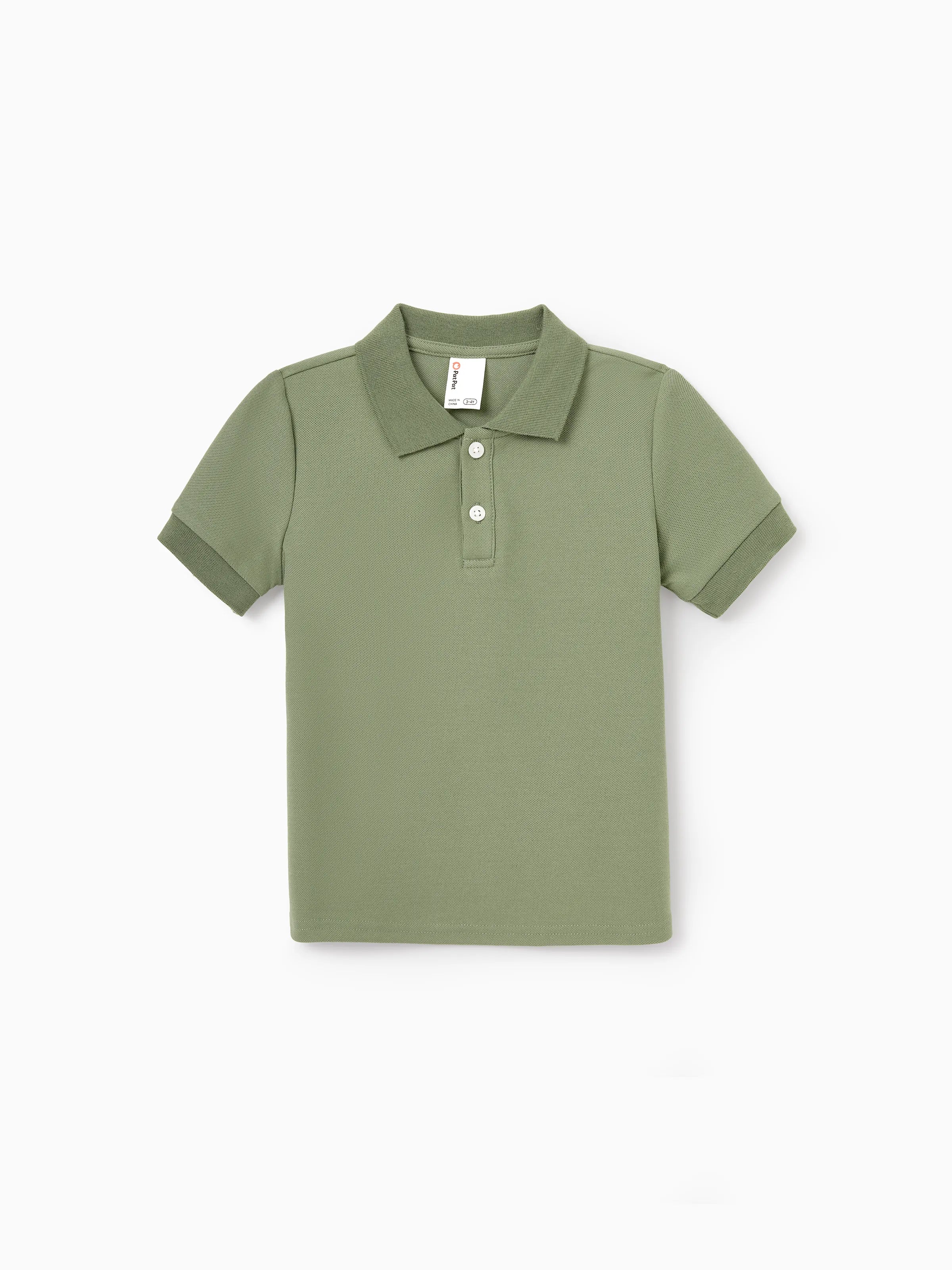 Family Matching Polo Collar Short-sleeve Shirt or V-neck Strappy Mesh Dress  Green