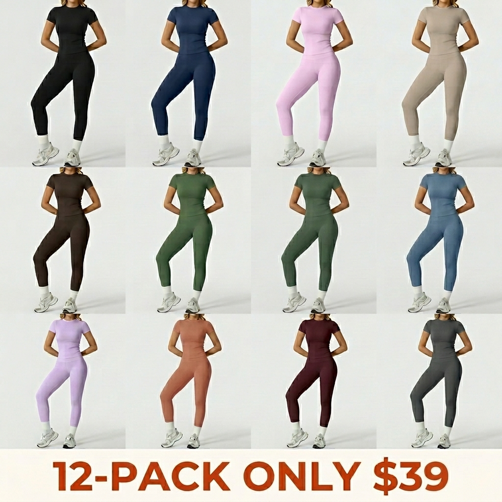Women's Solid-Color Sports T-Shirt Set