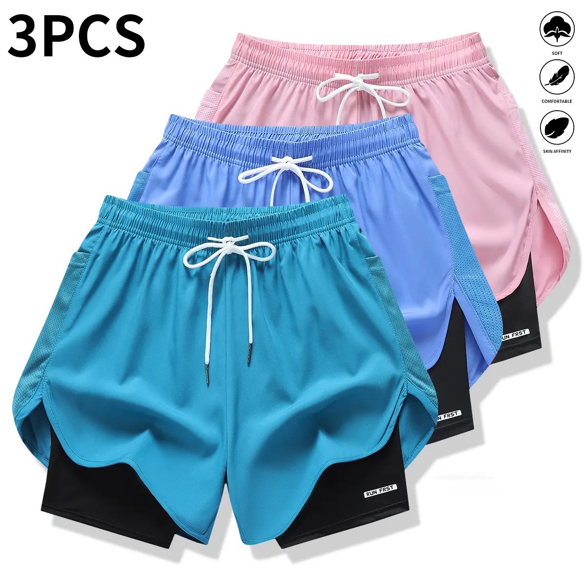 Women's Faux Two-Piece Athletic Shorts