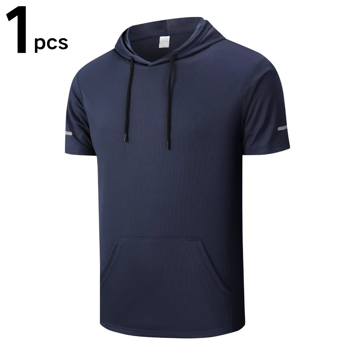 Men's Solid-Color Short-Sleeve Athletic Hoodie