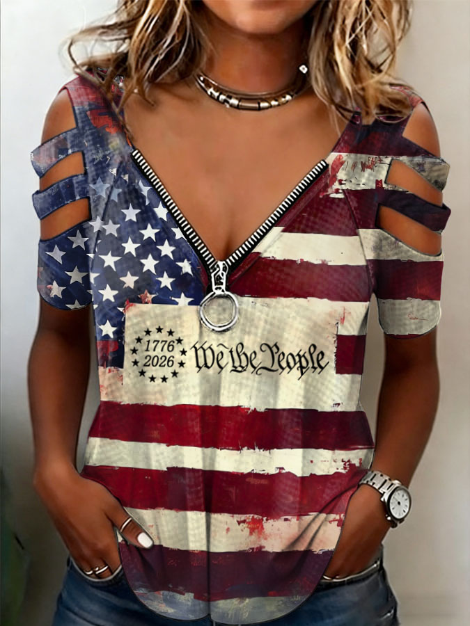 Women's Independence Day printed top