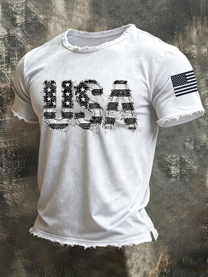 Men'S America Flag Printed Casual T-Shirt