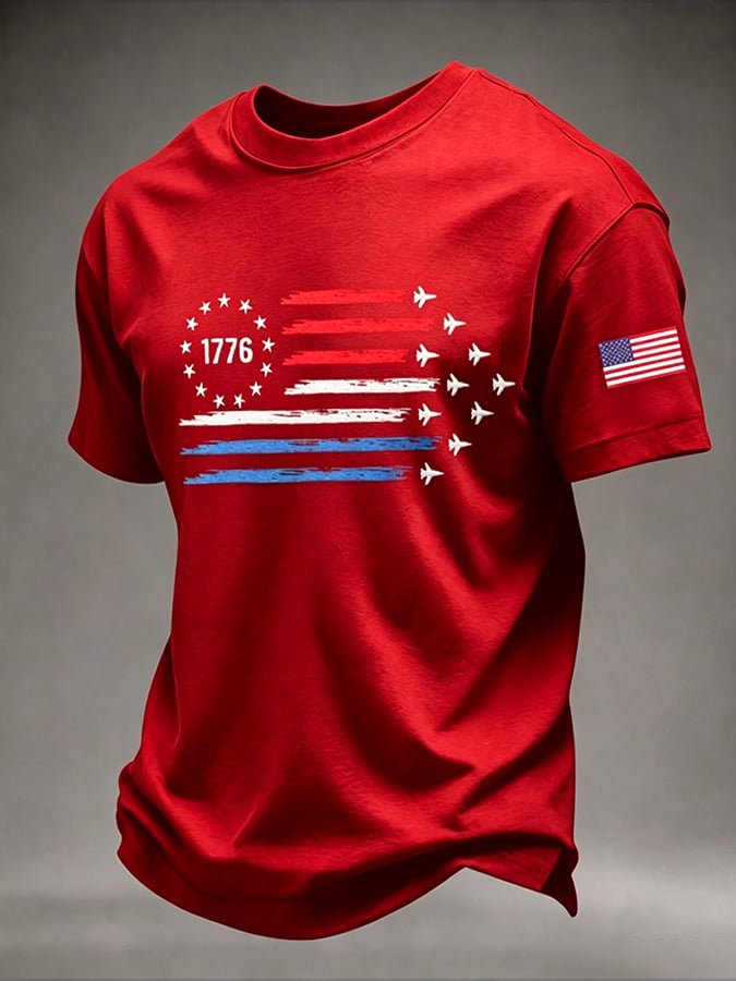 Men's 250th Anniversary Patriot Aircraft Print Short-Sleeve T-Shirt