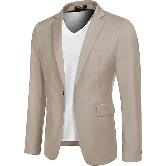 Mens Sport Coat Casual Blazer One Button Business Suit Jacket