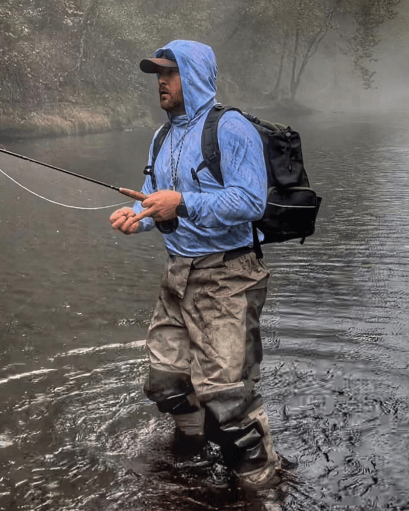 Men’s Sun Protection Fishing Hoodie with Built-In Face Gaiter