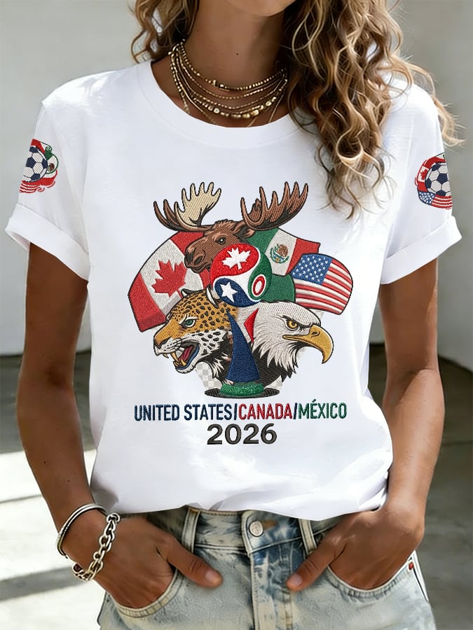 Women's Football Lovers Print V Neck T-shirt