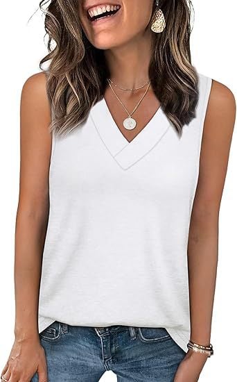 🎁✨Women's Sleeveless V-Neck Slimming Loose Fit Casual Tank Top T-Shirt