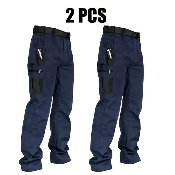 Men's Solid Color Tactical Work Pants,230g/m² new fabric，with Multiple Pockets and Zipper Closures