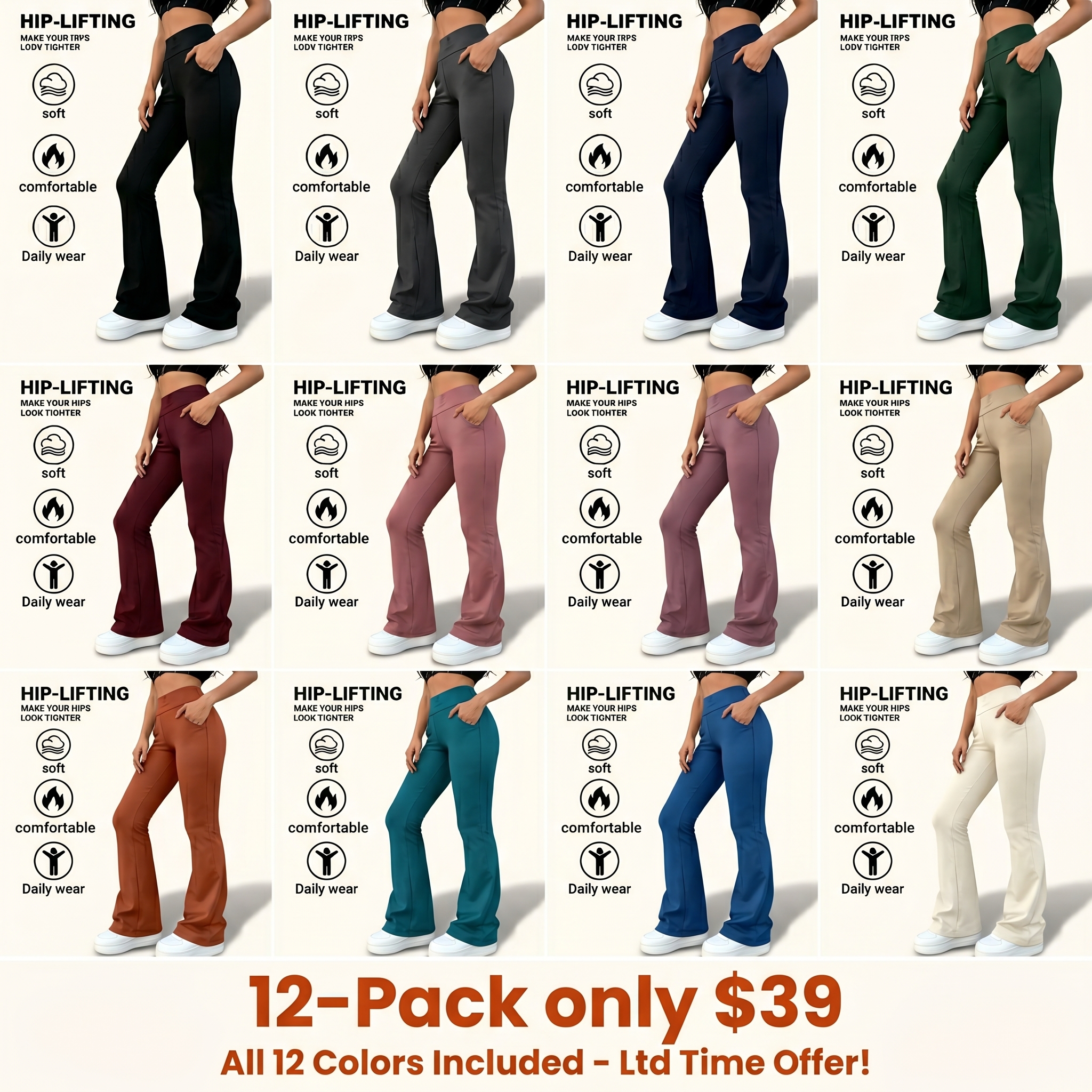 Women's High Stretch Micro Flare Sweatpants Soft Elastic Flare Yoga Pants