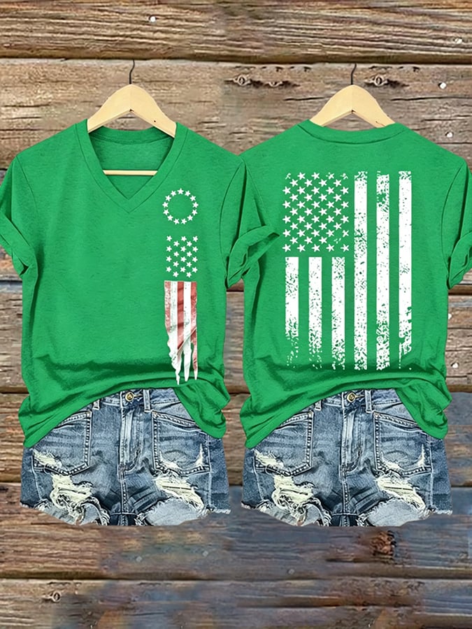 Women's Vintage USA 250th Anniversary One Nation Under God Print Casual T-shirt