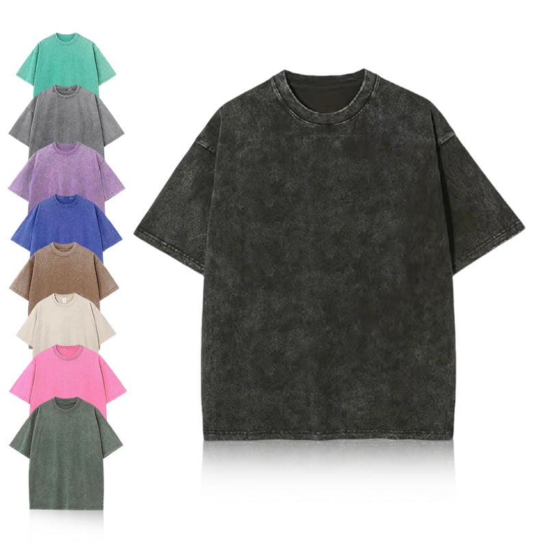 Oversized Tshirts for Men Gym Vintage Heavyweight T Shirts Cotton Workout Acid Wash Baggy Tees