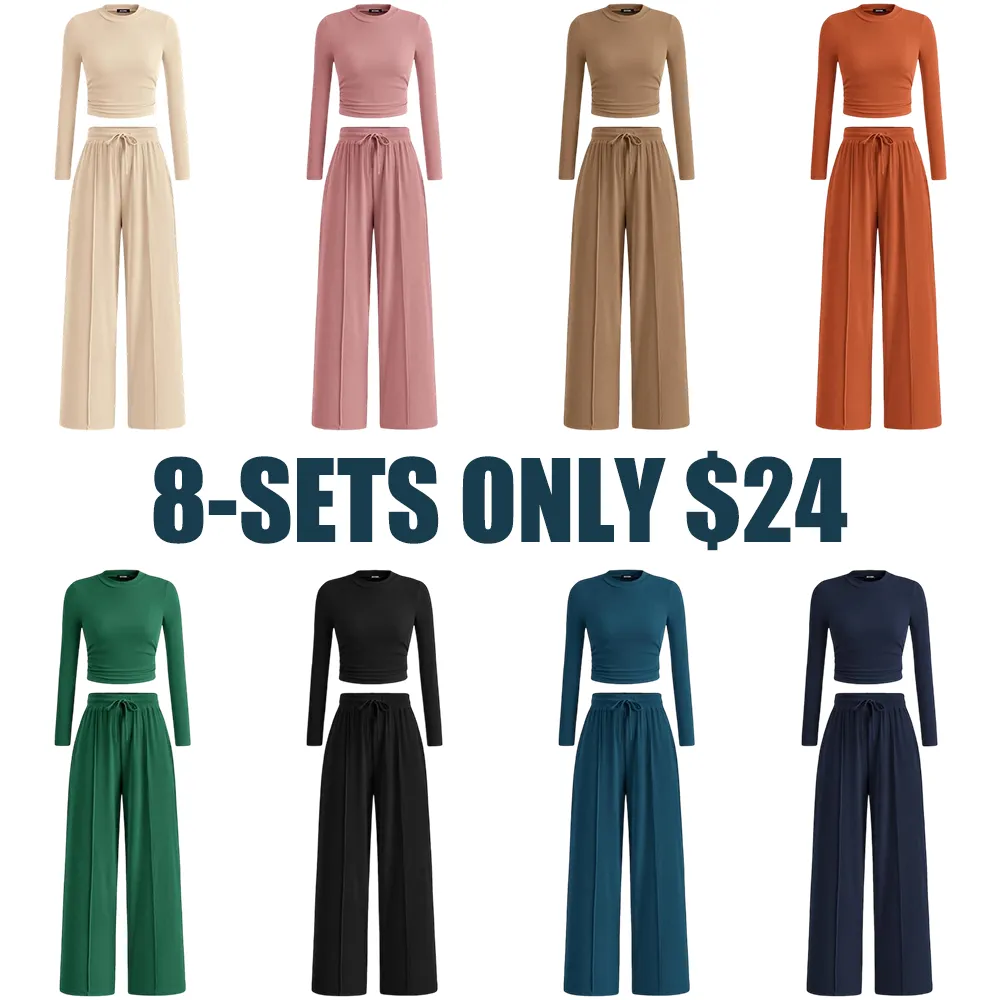 Women's 2-Piece Set – Top & Wide-Leg Pants