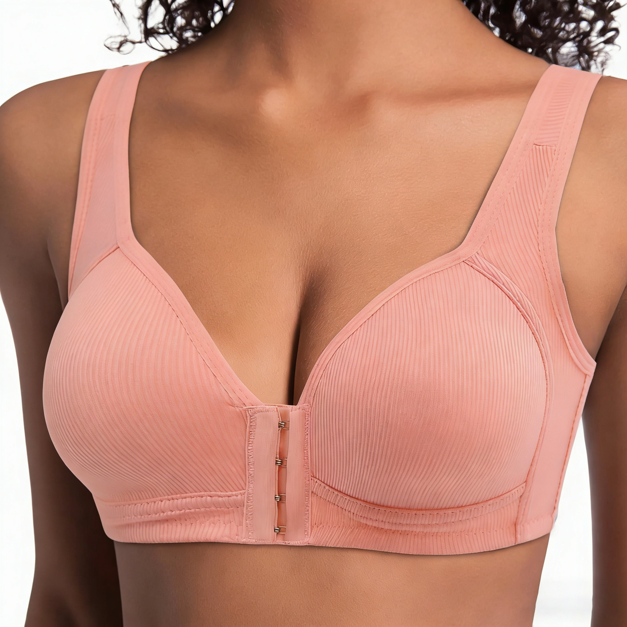 Women's Front Closure Cross Back Wireless Bra