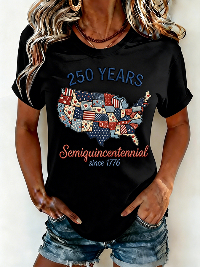 Women's 250 YEARS Semiquincentennial Patchwork USA T-Shirt