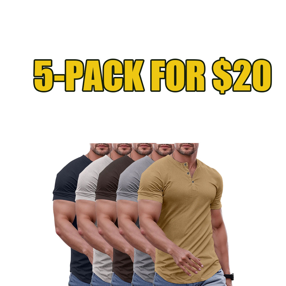 Men’s Slim Fit Henley Longline Muscle T-Shirt