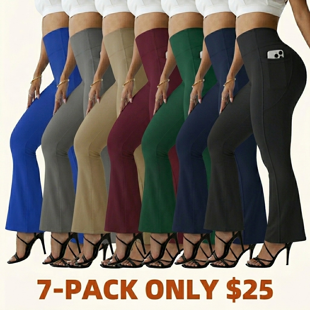 Women's High-Waisted Flared Pants (With Pockets)
