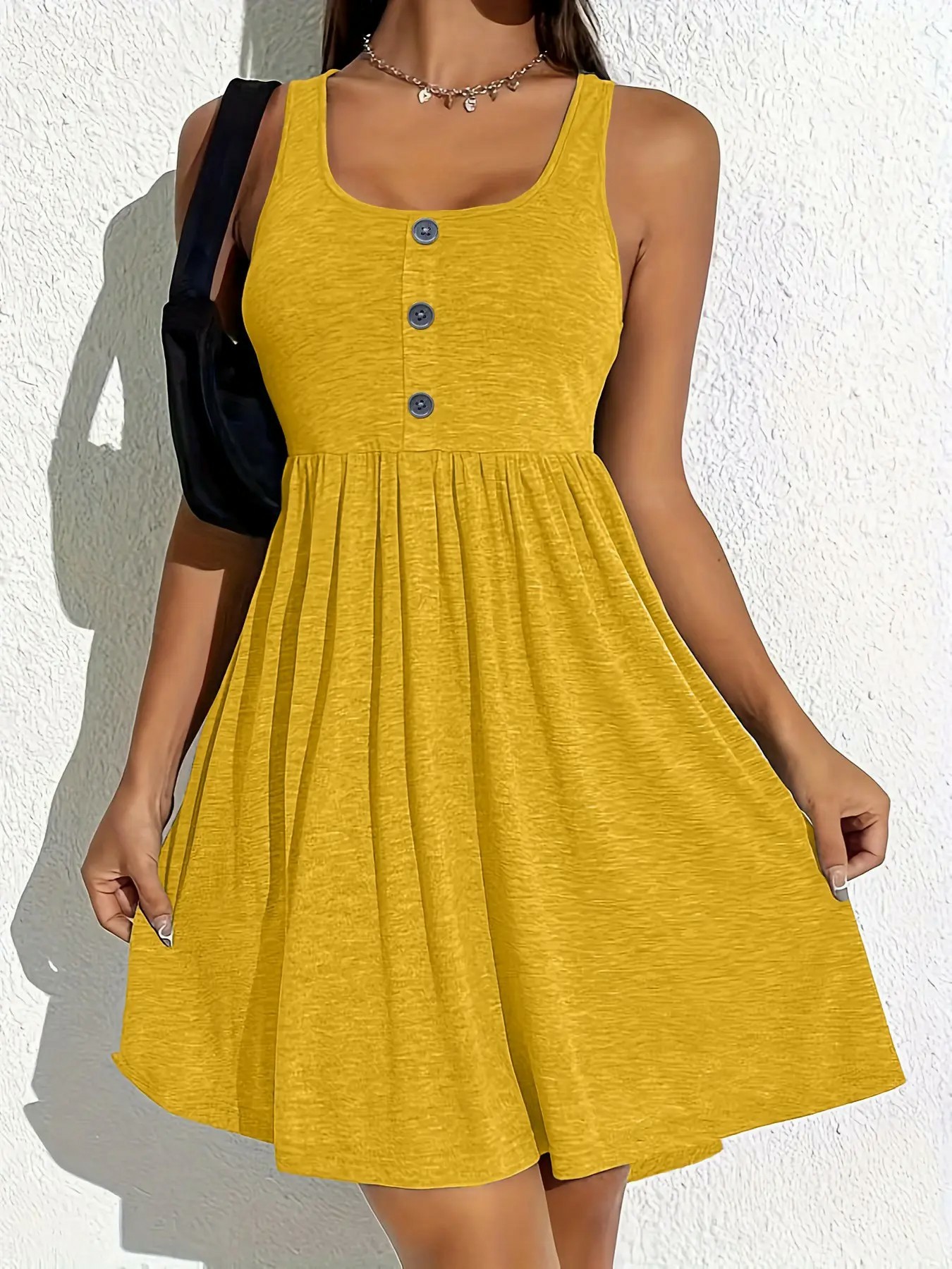 Plus Size Scoop Neck Stretch Jersey Tank Dress –  Easy Care Daily Wear Dress
