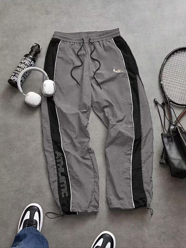 Men's Casual Sporty Long Pants, Loose Fit Elastic Cuff, Fashionable Print, Lightweight Fabric, Perfect for Daily Wear