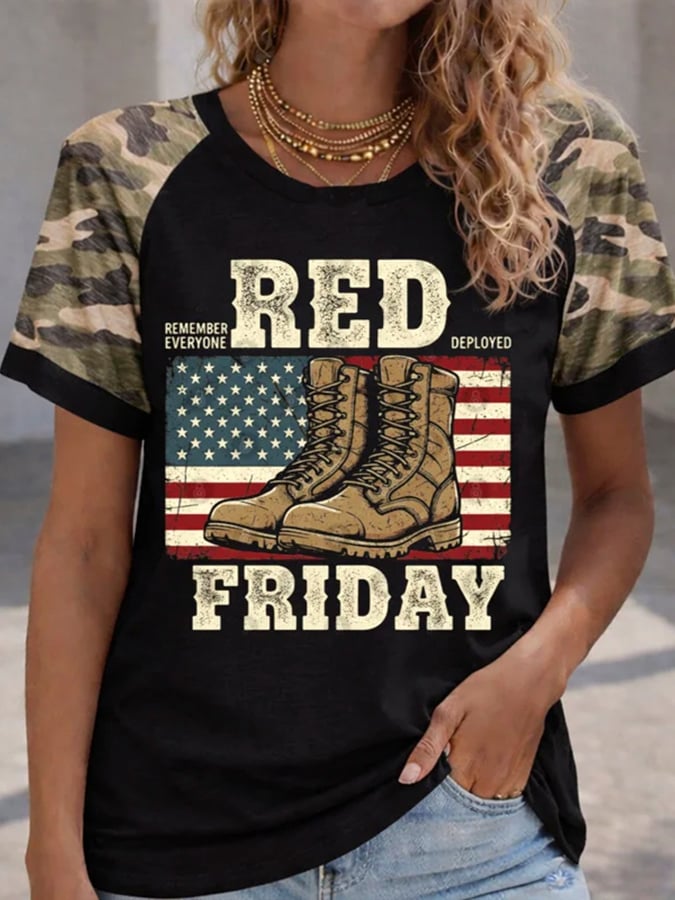 Women's Red Friday Print T-Shirt