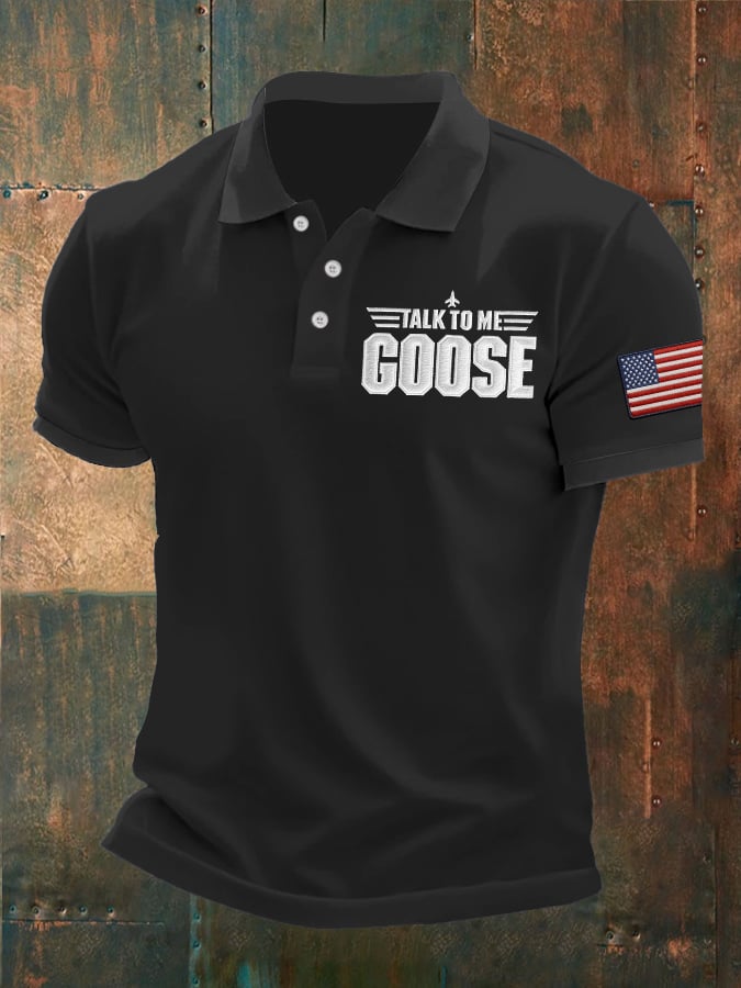 Men's Retro Talk To Me Goose Printed Polo Shirt
