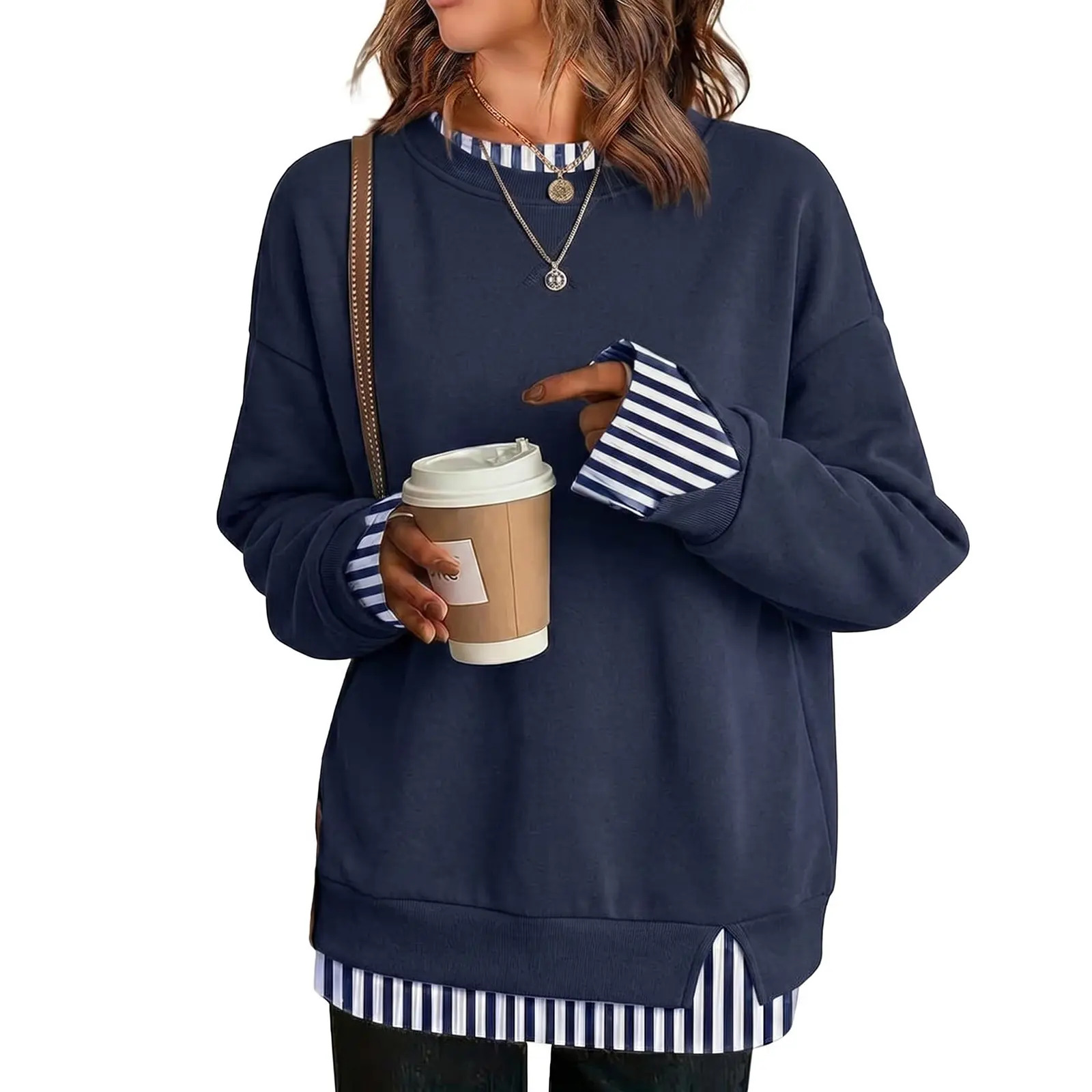Women's faux-layered style sweatshirt