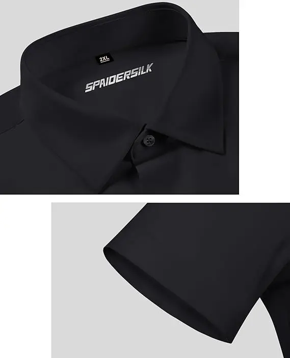 Men's Stretch Dress Shirts Short Sleeve Slim Fit Business Casual Button Down Shirts