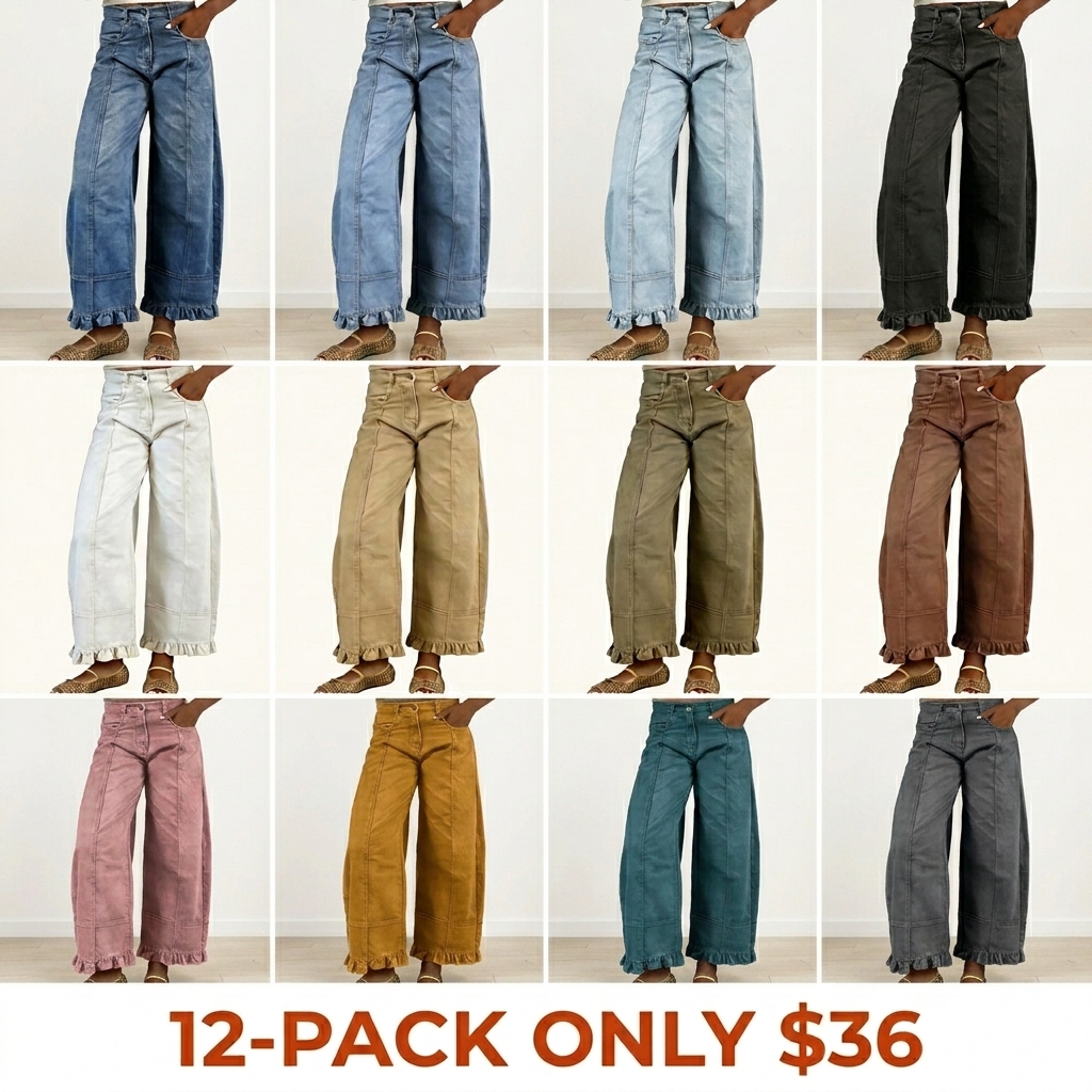 Women's Barrel-Leg Jeans 2026 Y2K Color-Block Loose Boyfriend-Fit Jeans
