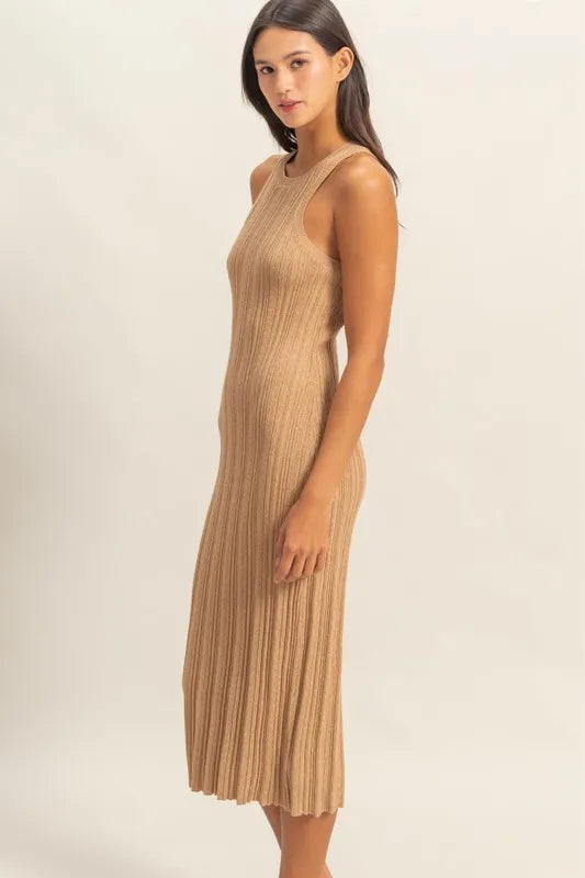 Round Neck Bodycon Ribbed Knit Dress