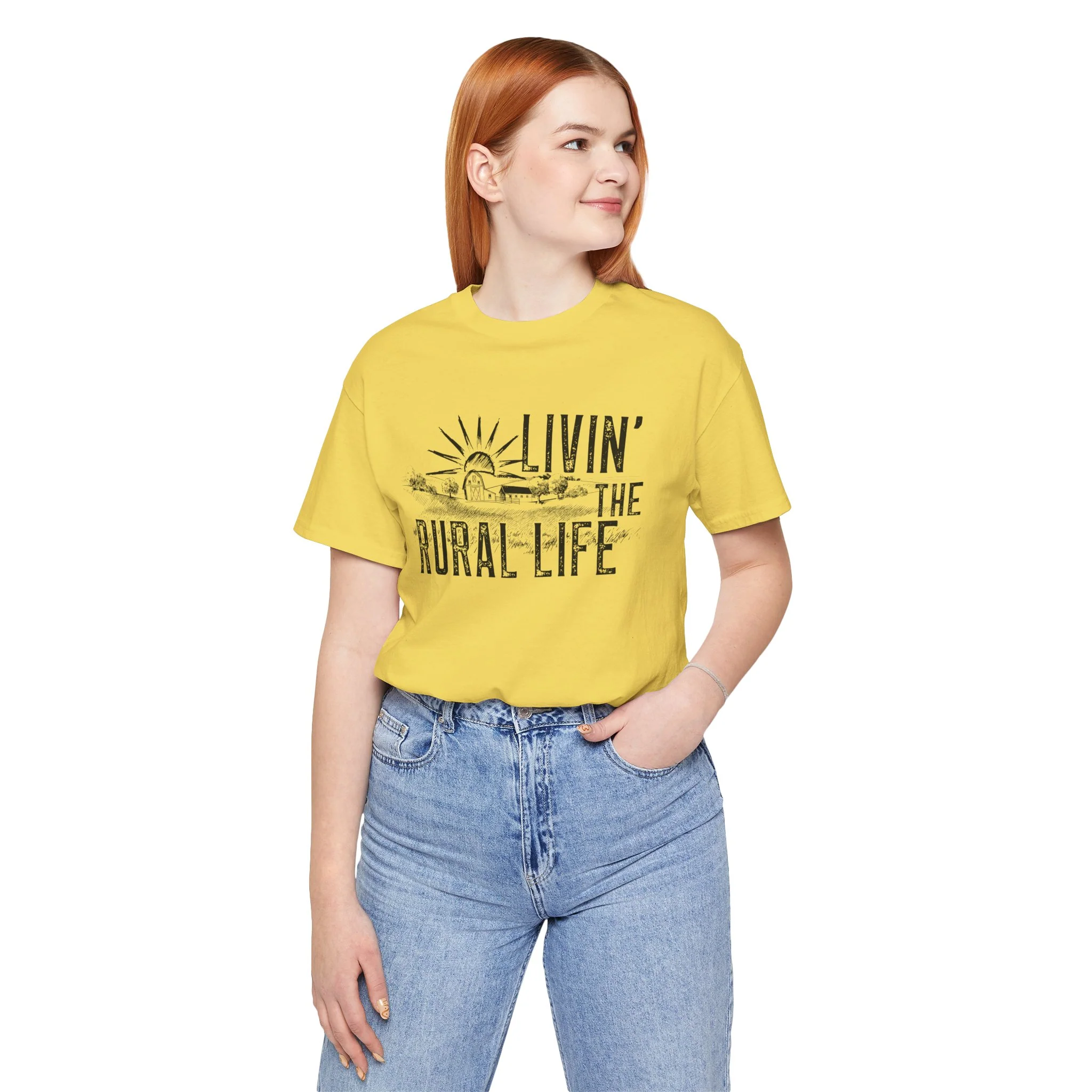 Living the Rural Life (black graphic) Bella Canvas Unisex Jersey T-Shirt - Multiple Colors
