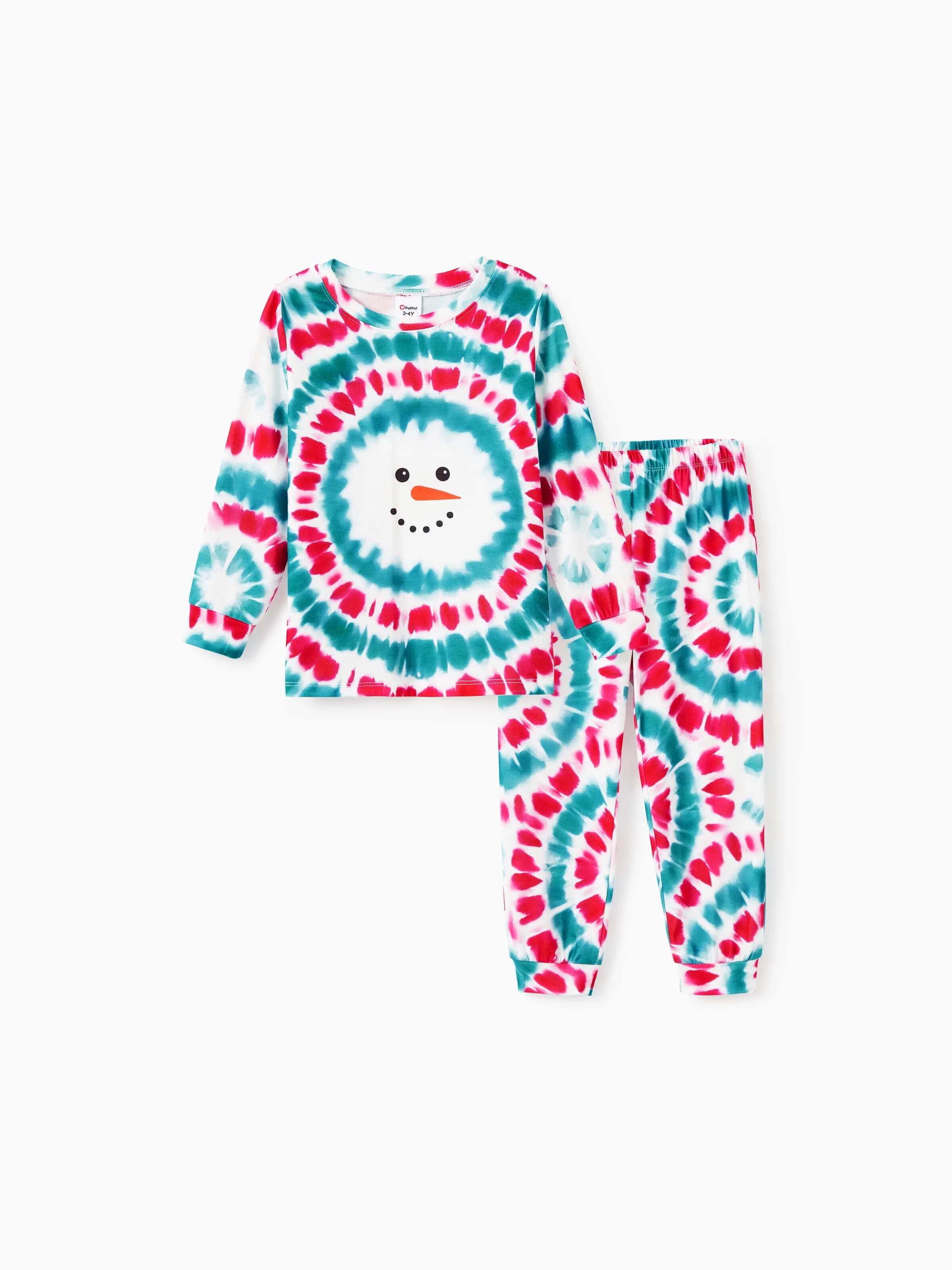 Christmas Snowman Print Family Matching Colorful Pajamas Sets with Christmas Socks Multi-color