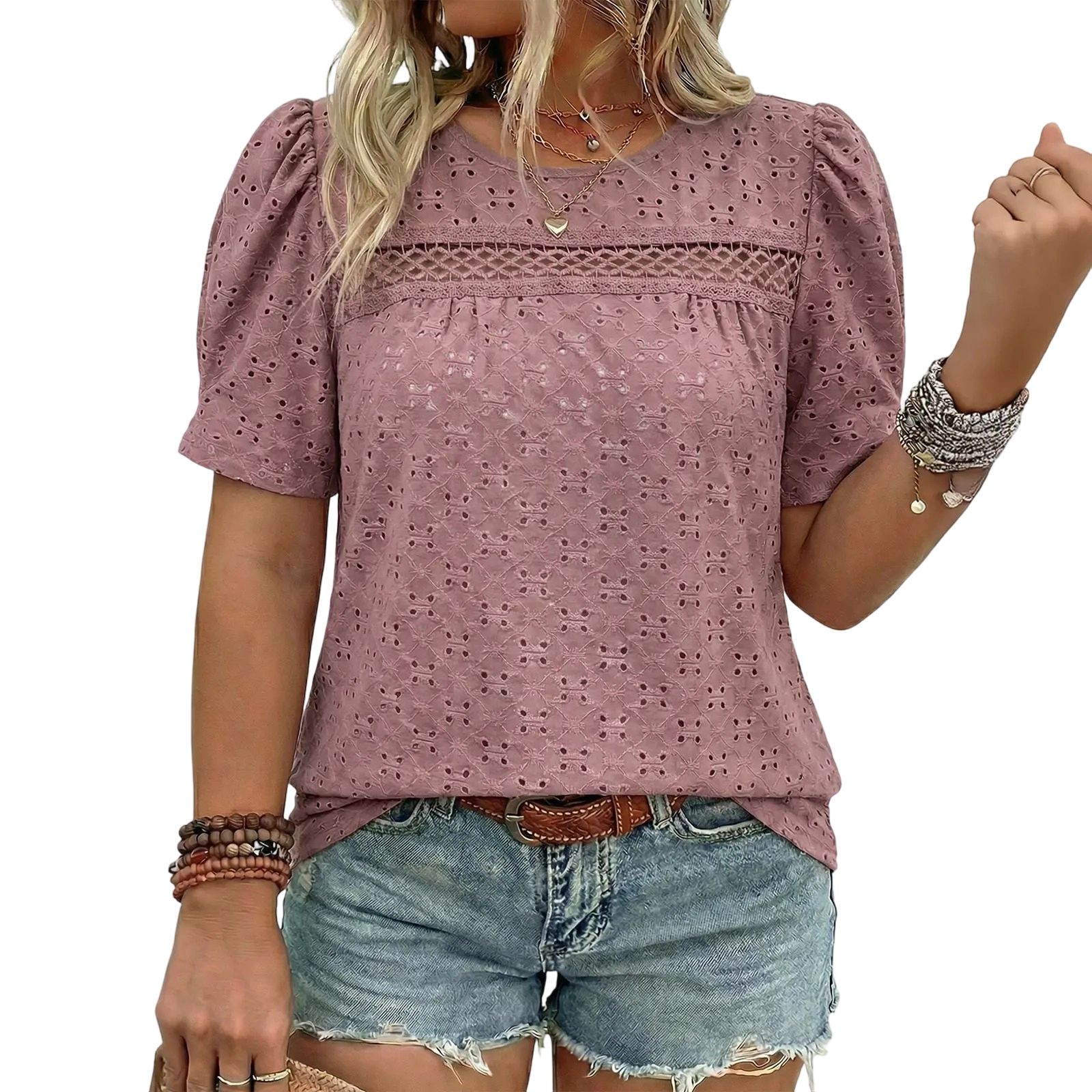 Plus-Size Puff Sleeve Blouse