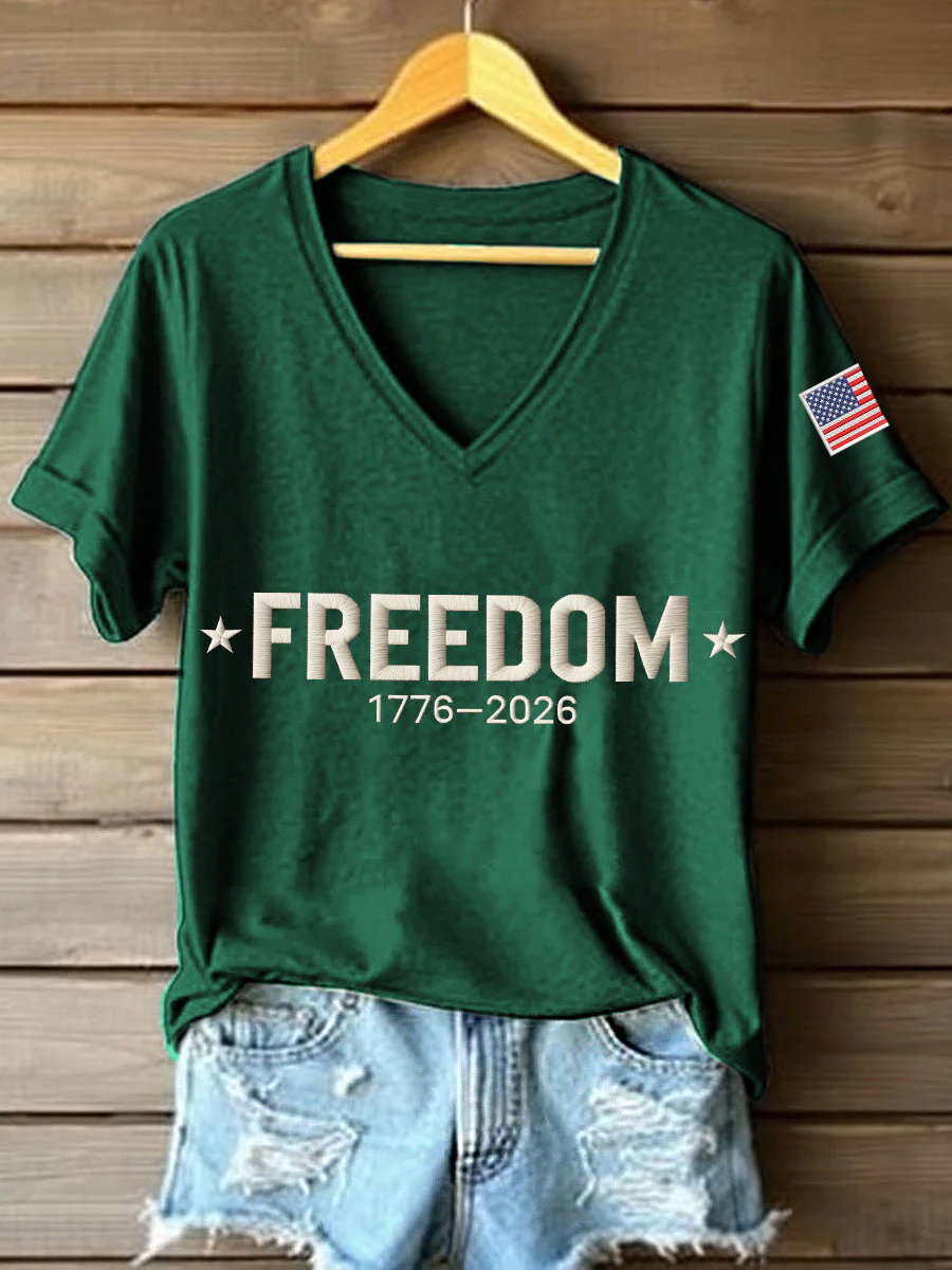 FREEDOM Star Logo 1776-2026 US 250Th Anniversary V-Neck T-Shirt