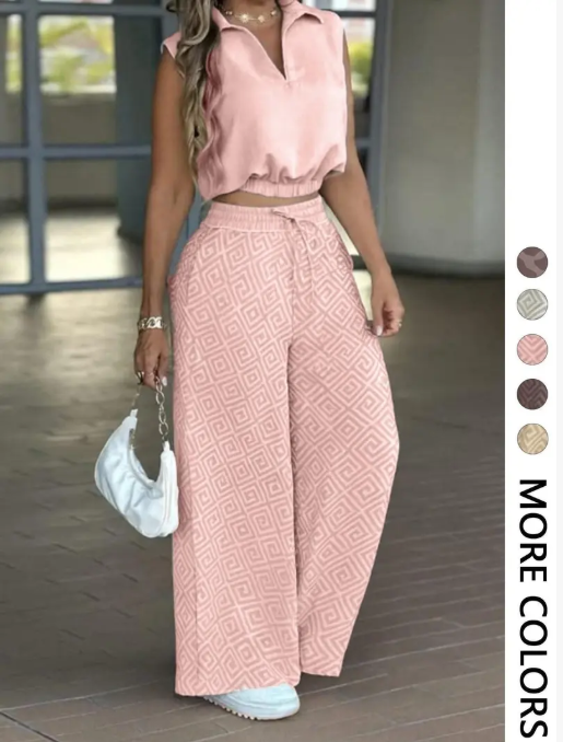 2-Piece Women's Casual Commuter Geometric Set