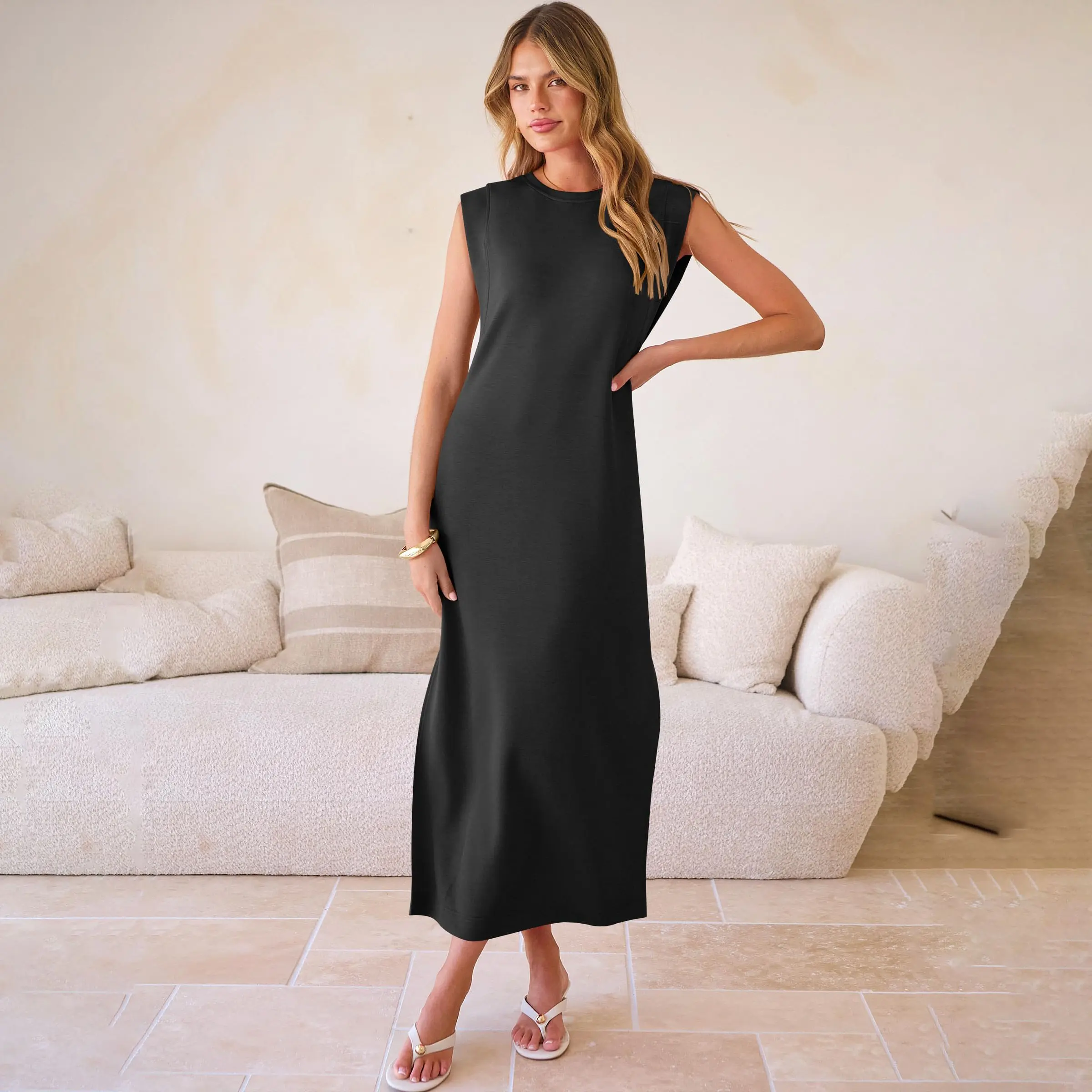 🌸 Summer Wrap Sleeveless Dress – Casual & Comfortable