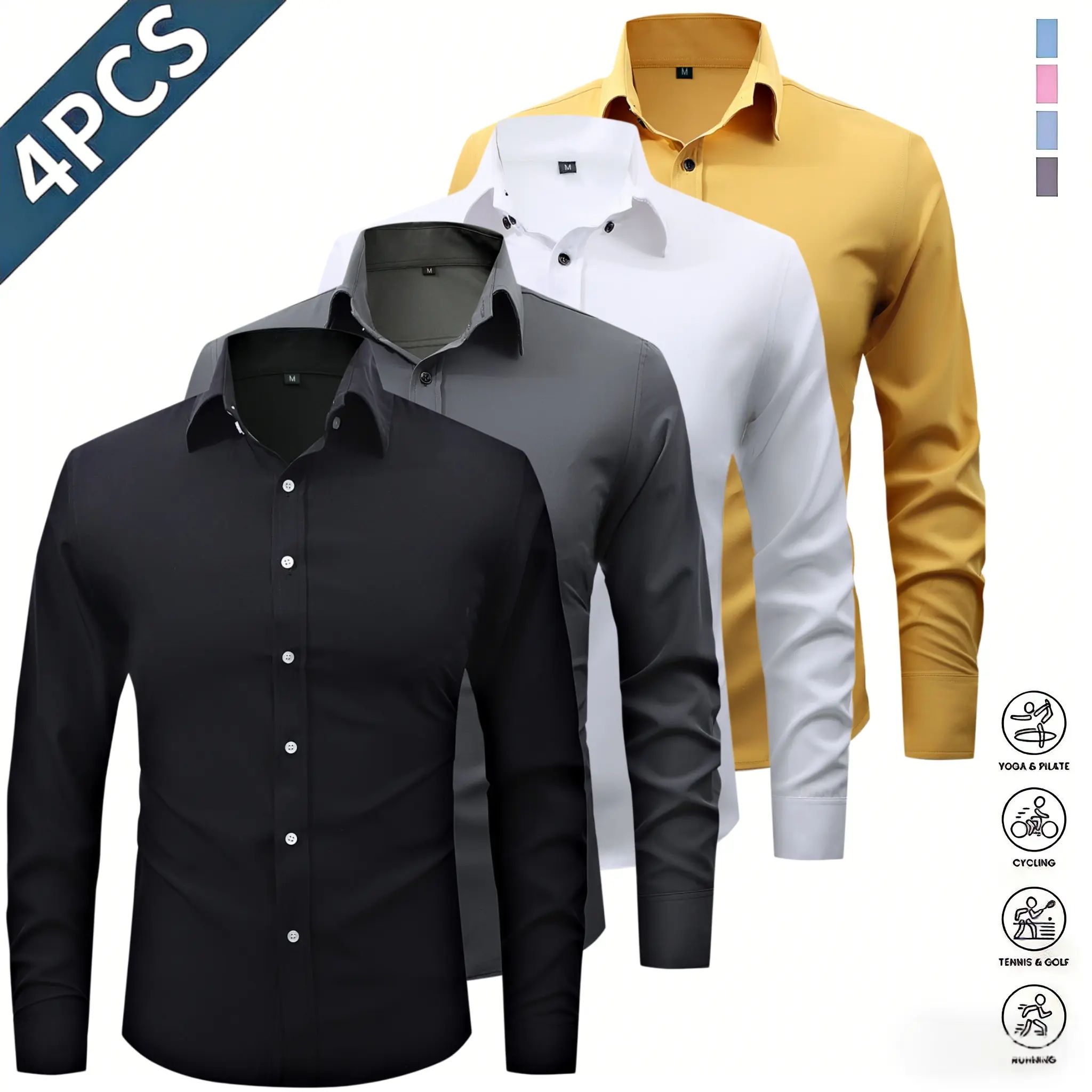 Men’s long-sleeve shirts with a notched lapel collar