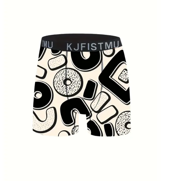 12pcs Men's Cartoon Tie-Dye Striped Boxer Briefs - Soft, Comfortable & Breathable Polyester Blend