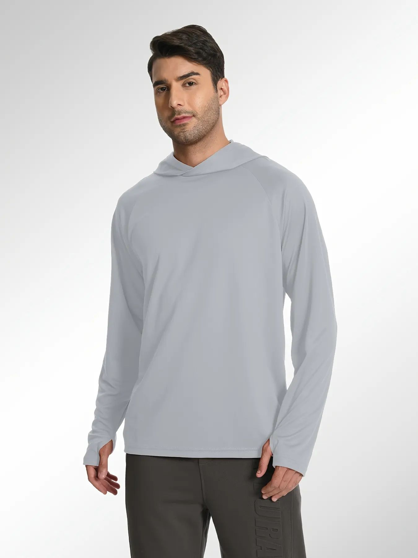 Men’s Athletic Hooded Long Sleeves – Quick Dry Running Shirts with Thumb Holes Sports Activewear Set